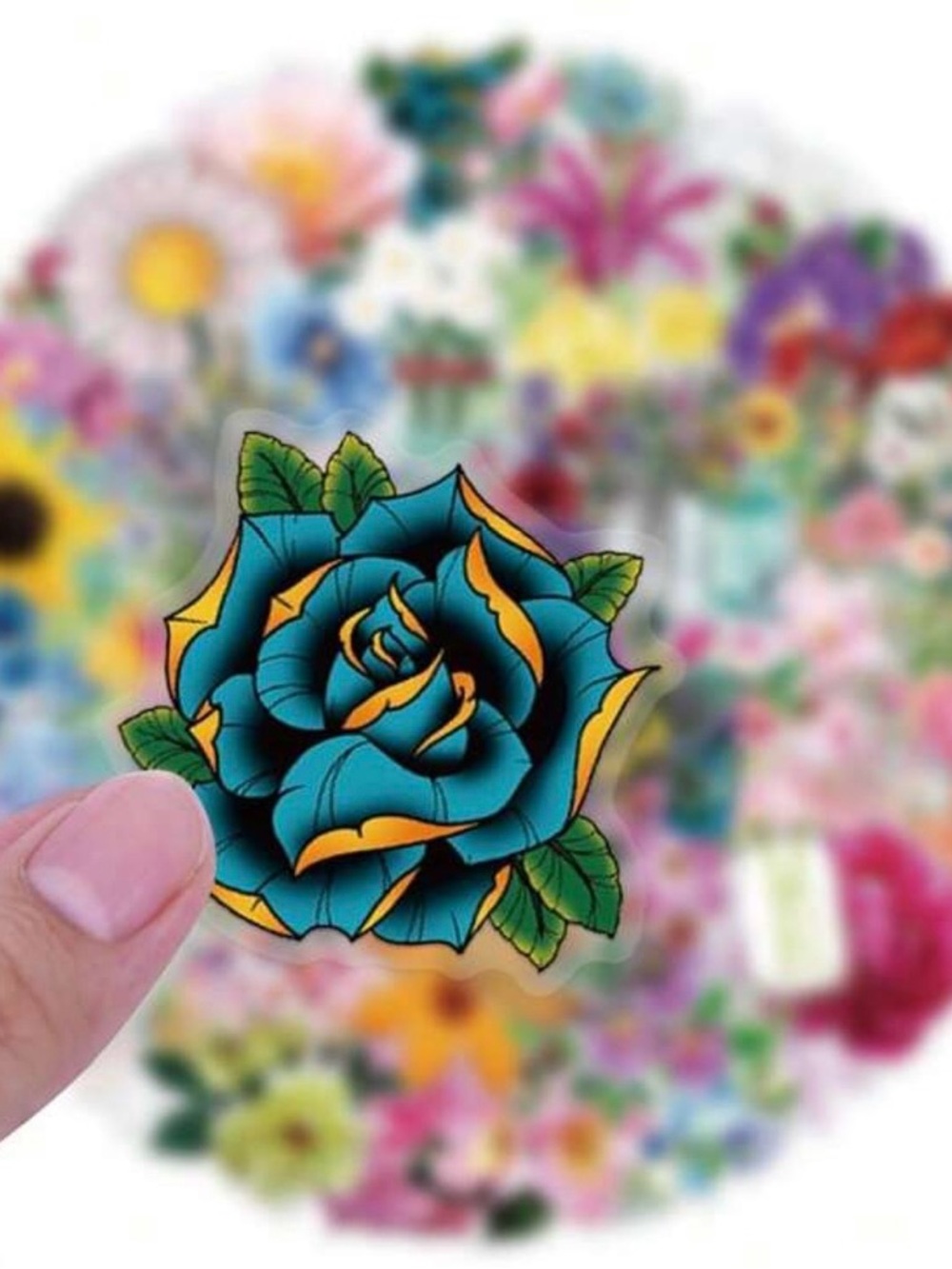 62 Bright Flower Stickers Large & Beautiful Garden Florals - Picture 3 of 8